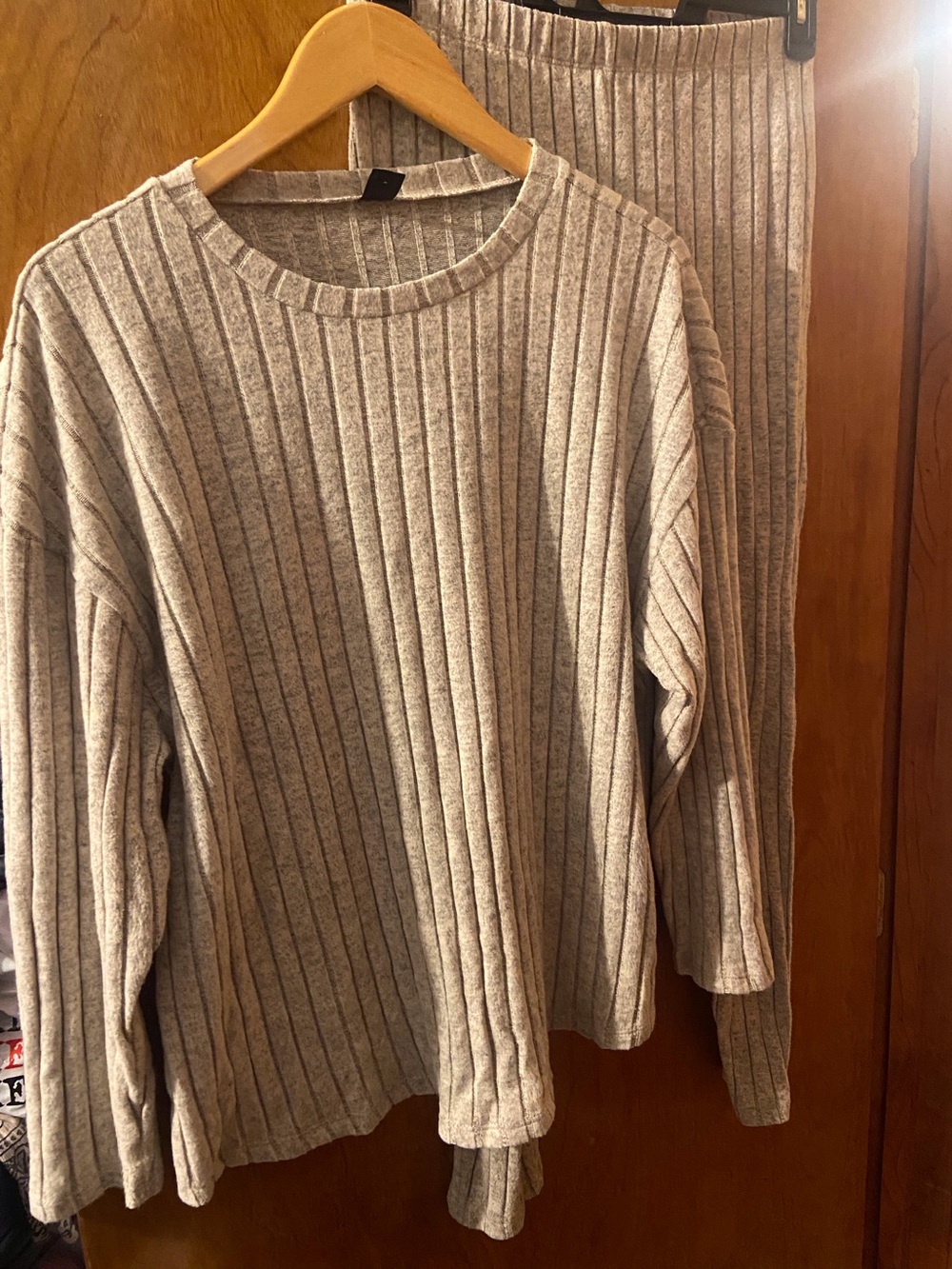SHEIN Tan Ribbed Long Sleeve Shirt and Legging Set Size 1X